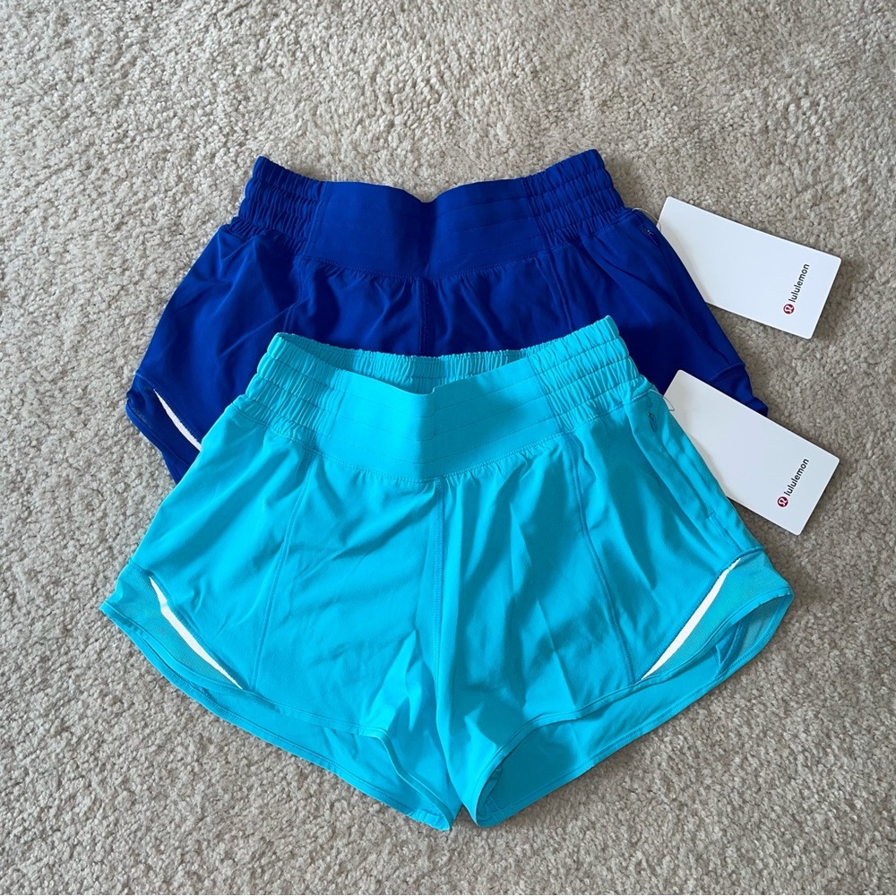 Lululemon Hotty Hot High-Rise Short 2.5” - Symphony Blue & Electric Turquoise